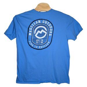 Magellan Outdoors Live To Explore T Shirt Size XL Blue Logo Graphic Short Sleeve